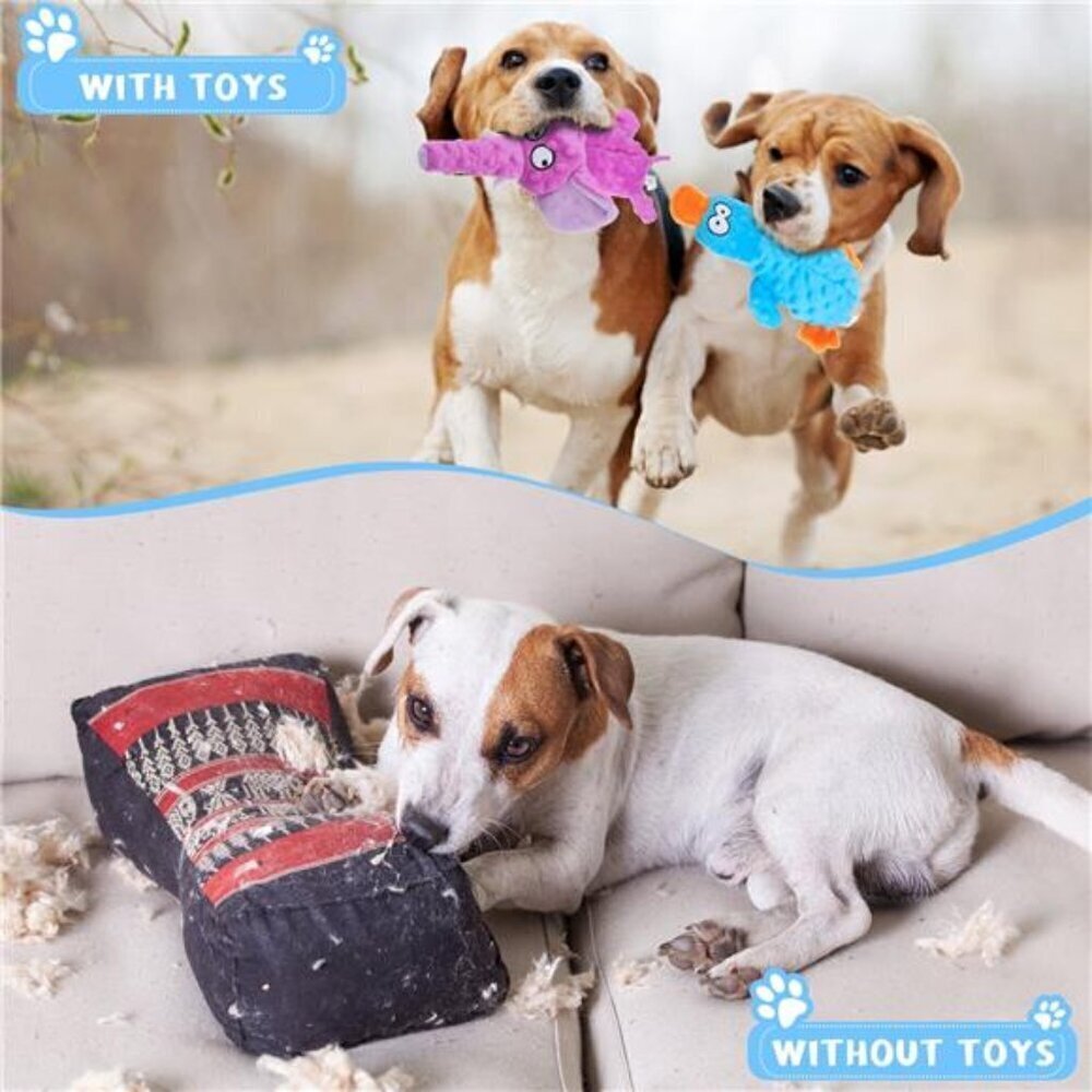 2 Pcs Squeaky Dog Toys, Stuffed Chew Crinkle Dog Toys, Tough Plush Pet - Picture 5 of 5
